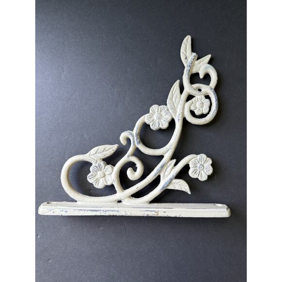 Accents | Vintage Cast Iron Floral Support Bracket Beige Cottagecore ...